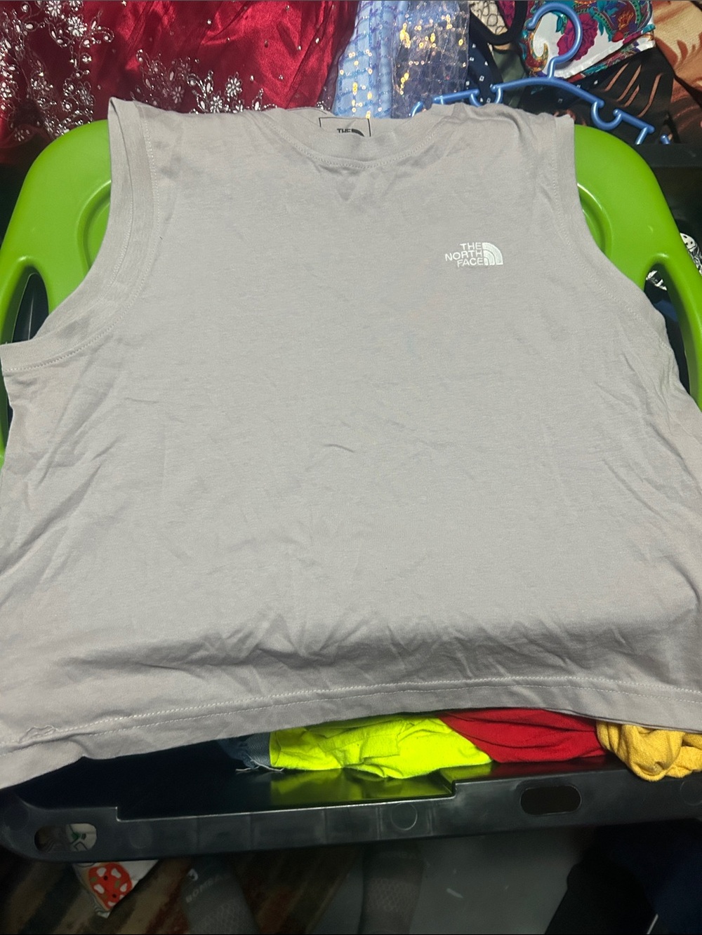 The North Face Light Gray Sleeveless Logo Tank